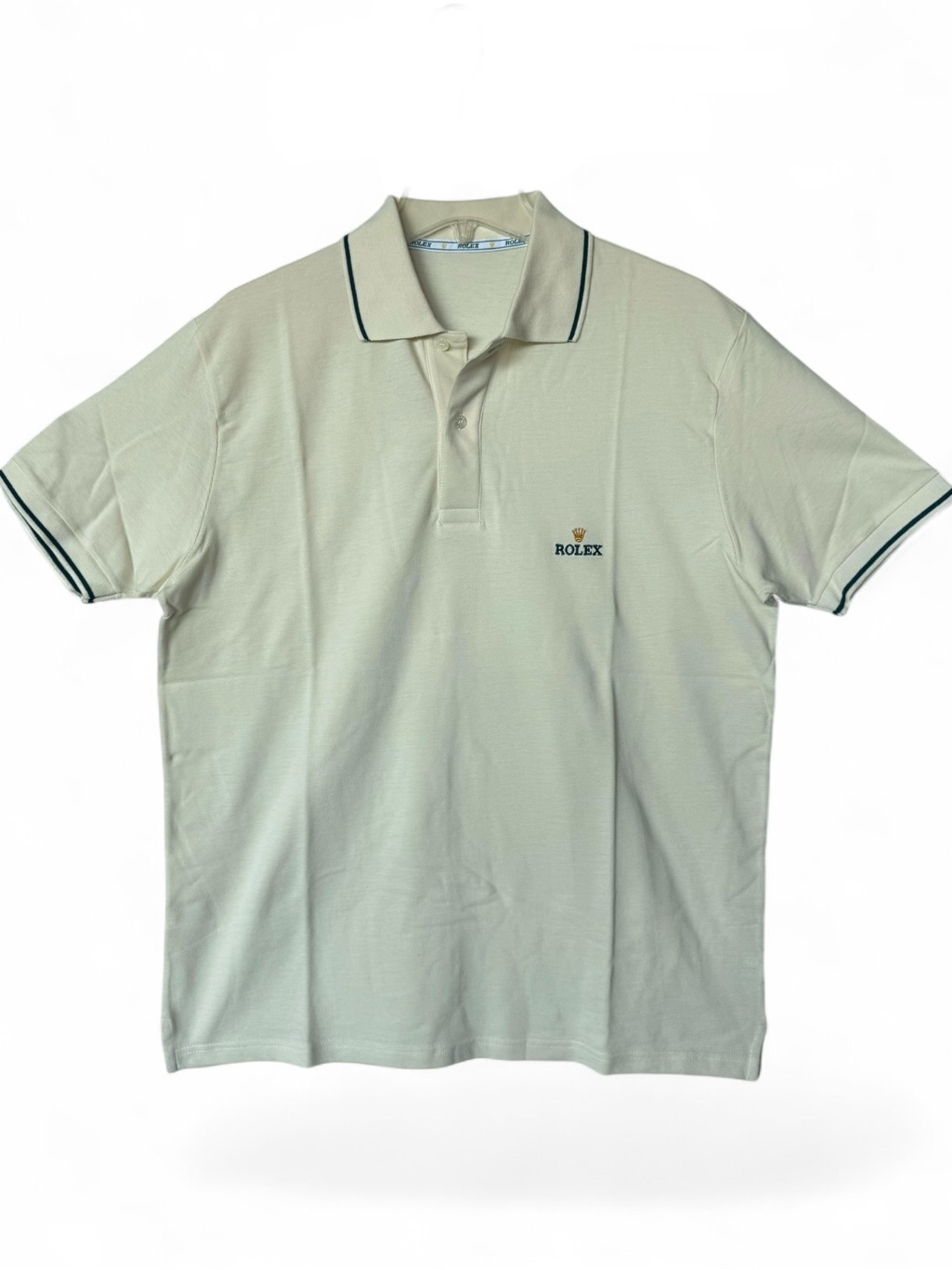 Rolex Light Yellow Polo Shirt Contrast Green Trim Size Large  New In Package
